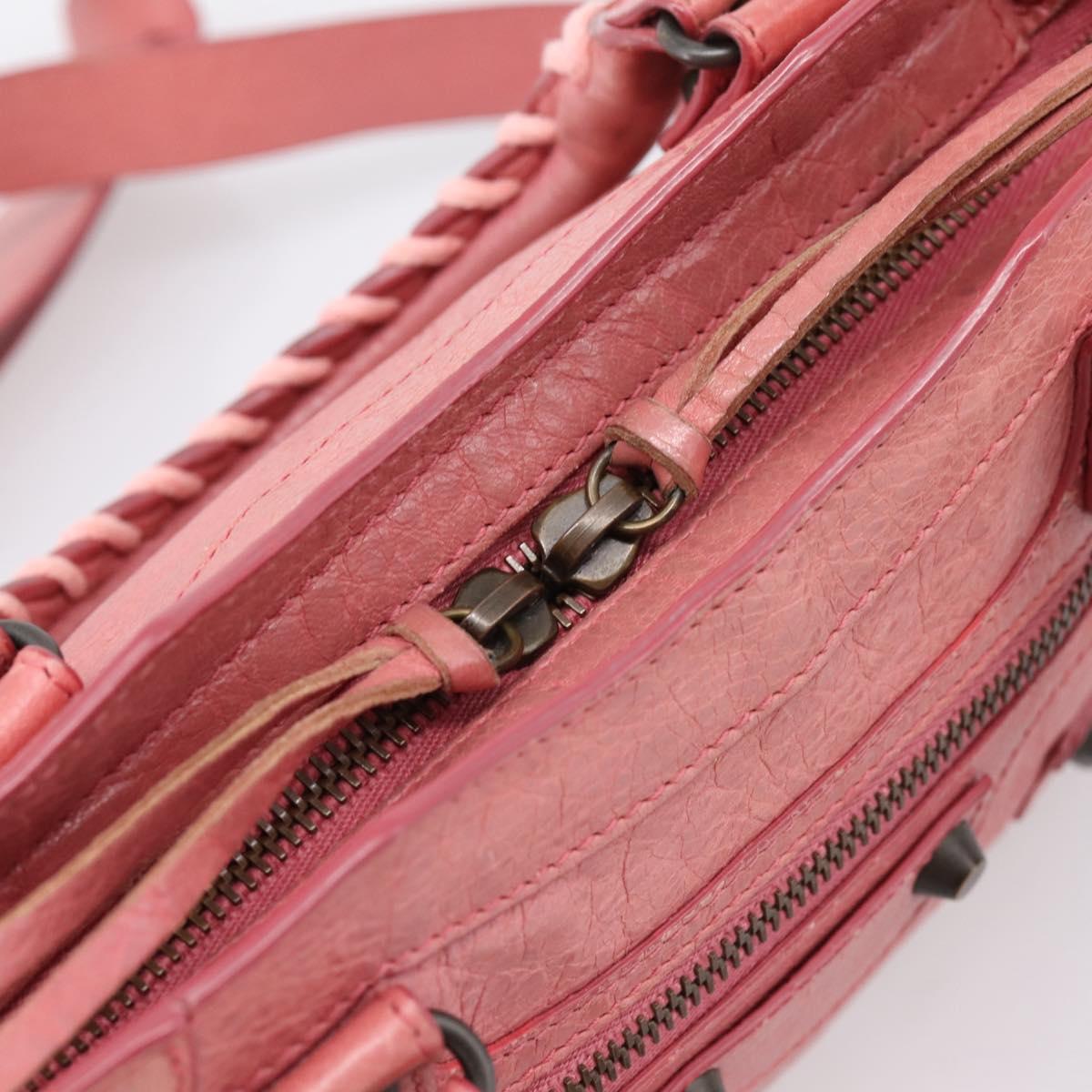 BALENCIAGA Classic Mini City Hand Bag Leather 2way Pink 300295 Auth ka5914V