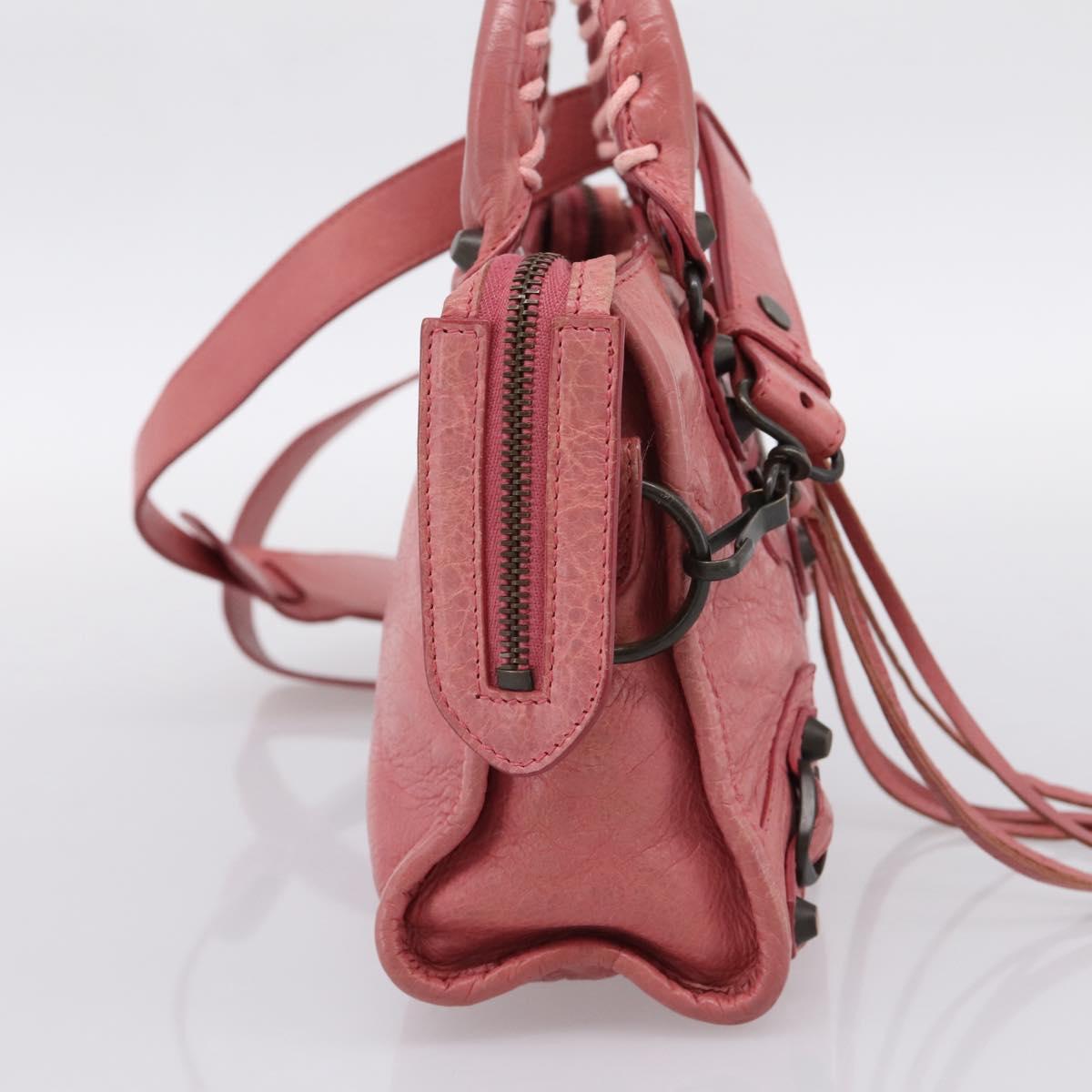 BALENCIAGA Classic Mini City Hand Bag Leather 2way Pink 300295 Auth ka5914V
