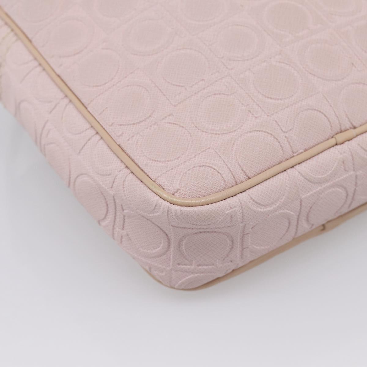 Salvatore Ferragamo Gancini Shoulder Bag Leather Pink Gold Auth ka5915A