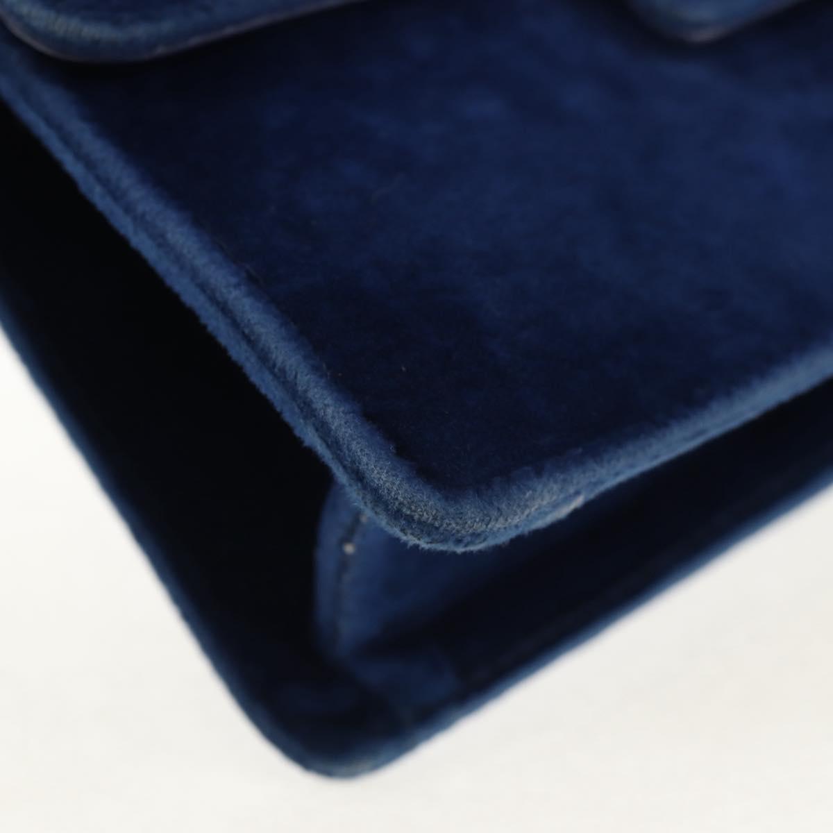 GUCCI Shoulder Bag Velor Blue Gold 544242 Auth ka591V