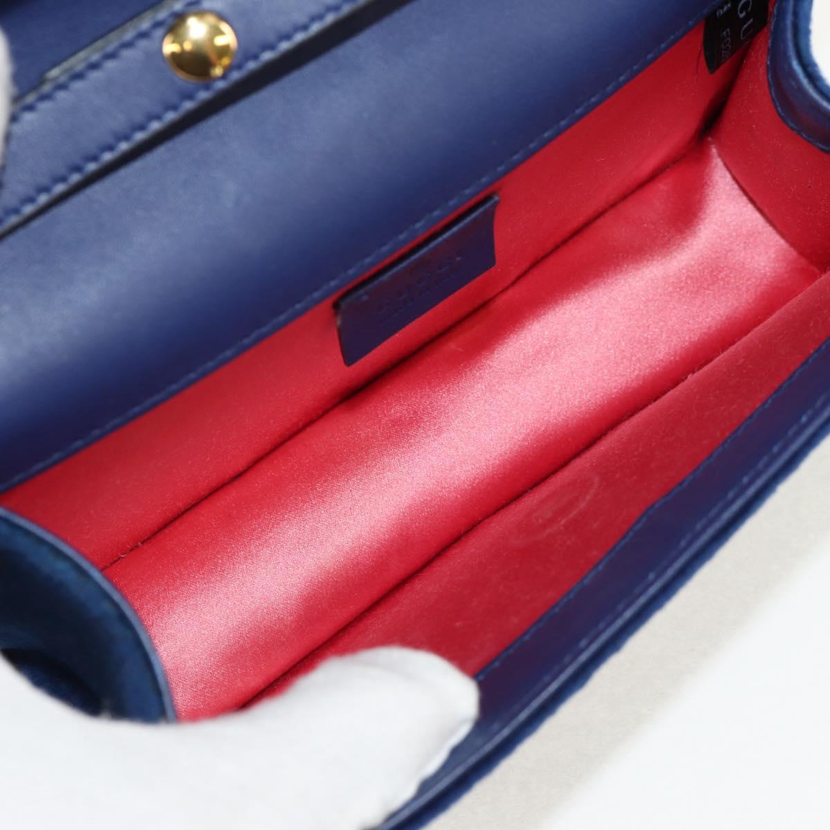 GUCCI Shoulder Bag Velor Blue Gold 544242 Auth ka591V