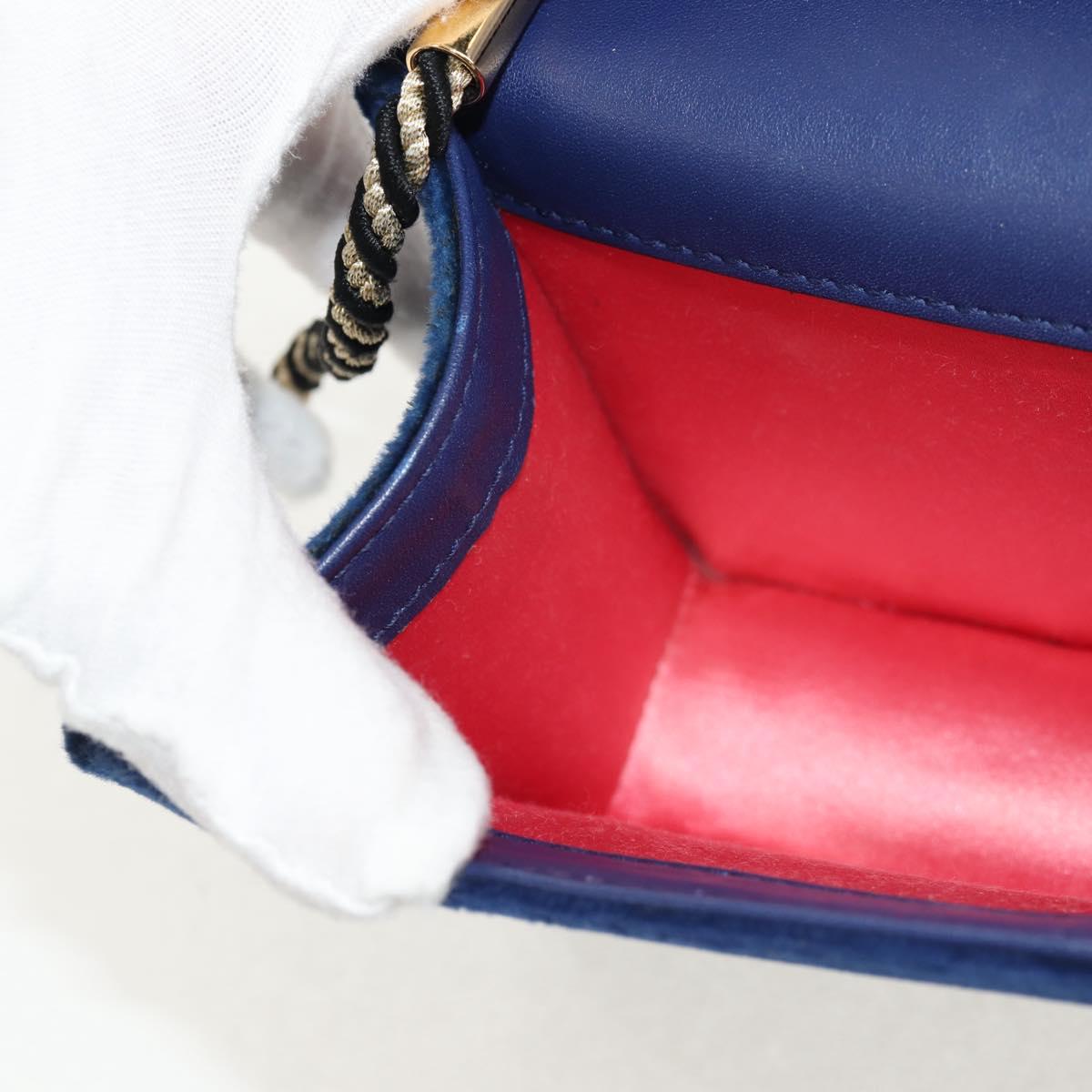 GUCCI Shoulder Bag Velor Blue Gold 544242 Auth ka591V