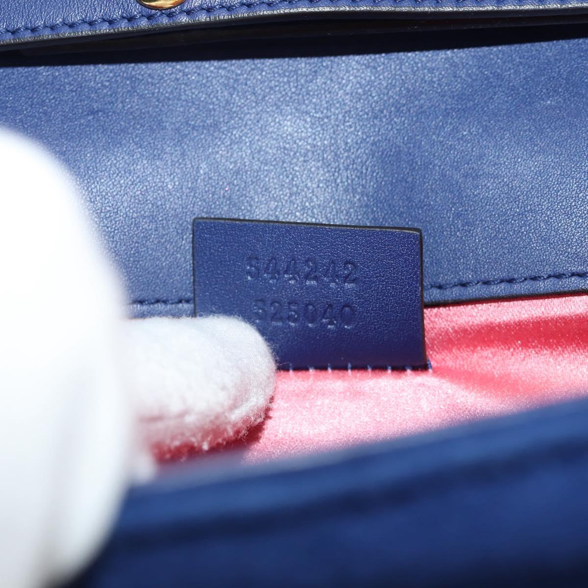 GUCCI Shoulder Bag Velor Blue Gold 544242 Auth ka591V