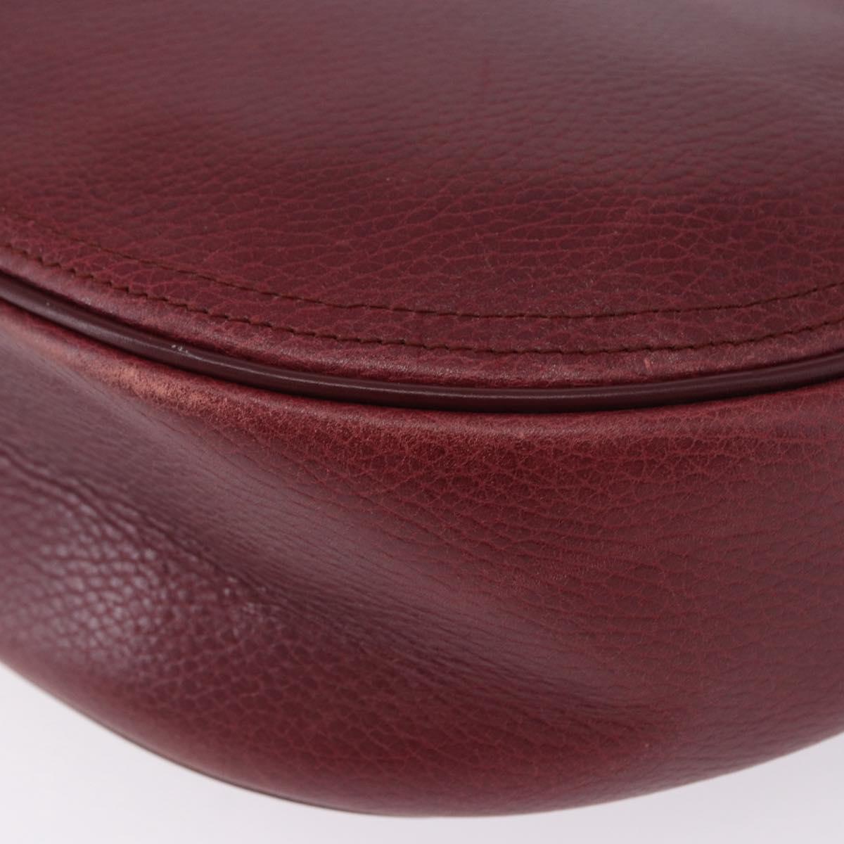 CARTIER Must Line Shoulder Bag Leather Bordeaux Gold Auth ka5921