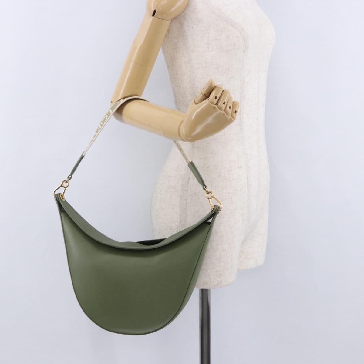 LOEWE Luna Small Shoulder Bag Leather Green Gold Auth ka5922M