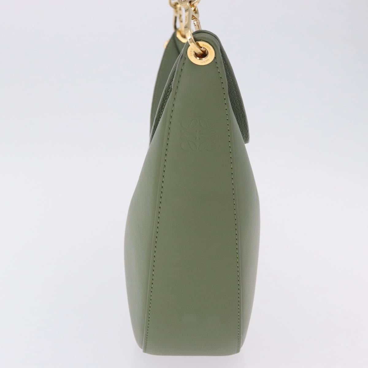 LOEWE Luna Small Shoulder Bag Leather Green Gold Auth ka5922M
