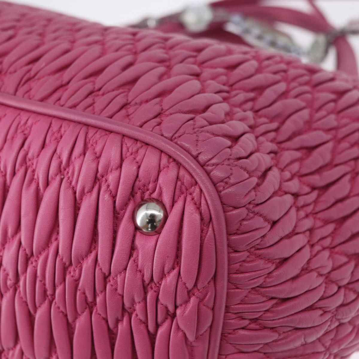 Miu Miu Matelasse Hand Bag Leather 2way Pink Gold Auth ka5923A