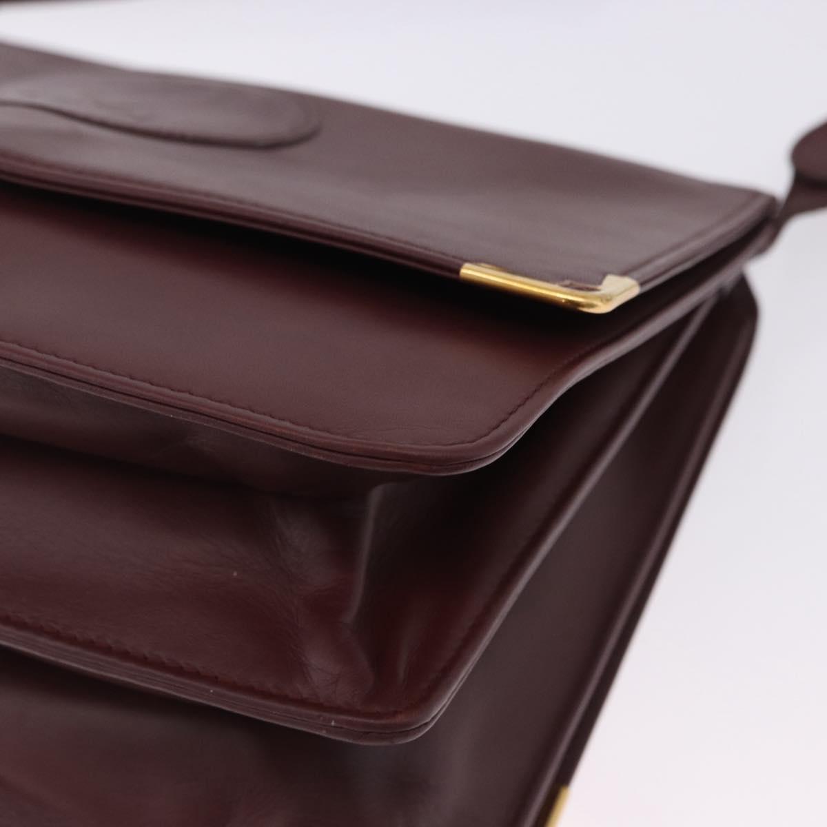 CARTIER Must Line Shoulder Bag Leather Bordeaux Gold Auth ka5924