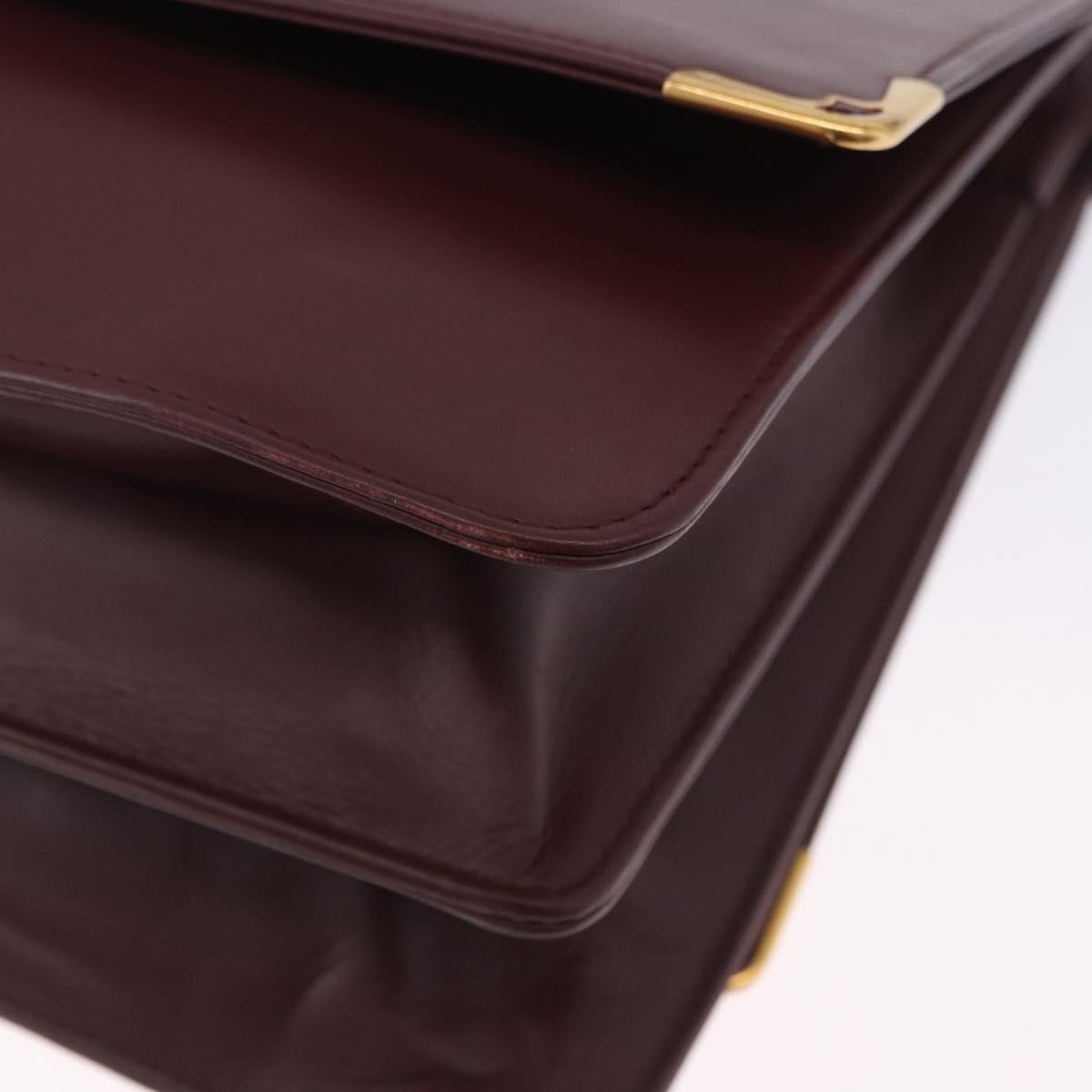 CARTIER Must Line Shoulder Bag Leather Bordeaux Gold Auth ka5924