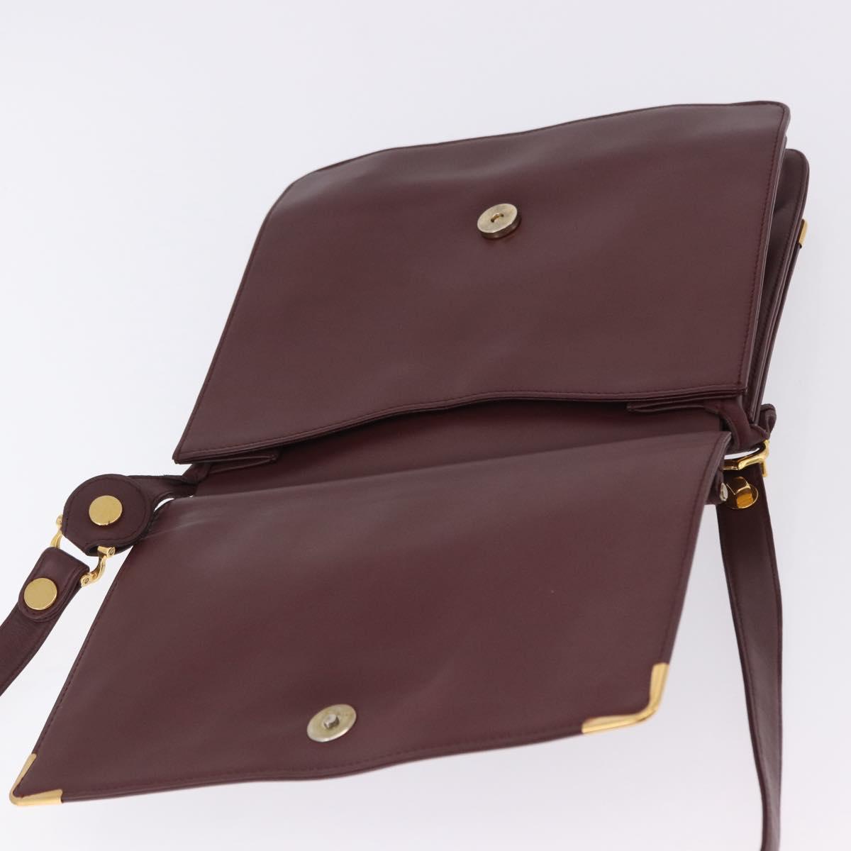CARTIER Must Line Shoulder Bag Leather Bordeaux Gold Auth ka5924