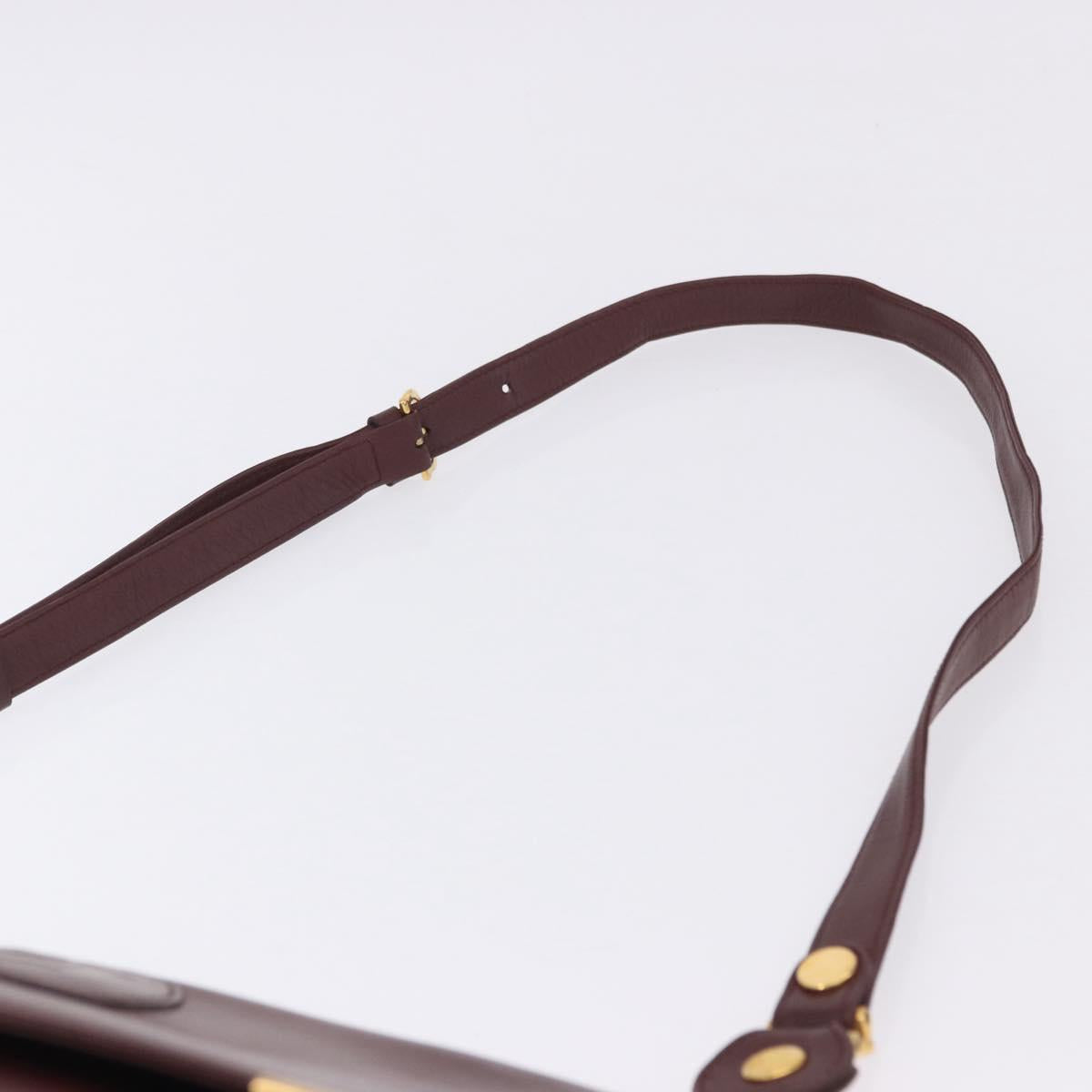 CARTIER Must Line Shoulder Bag Leather Bordeaux Gold Auth ka5924