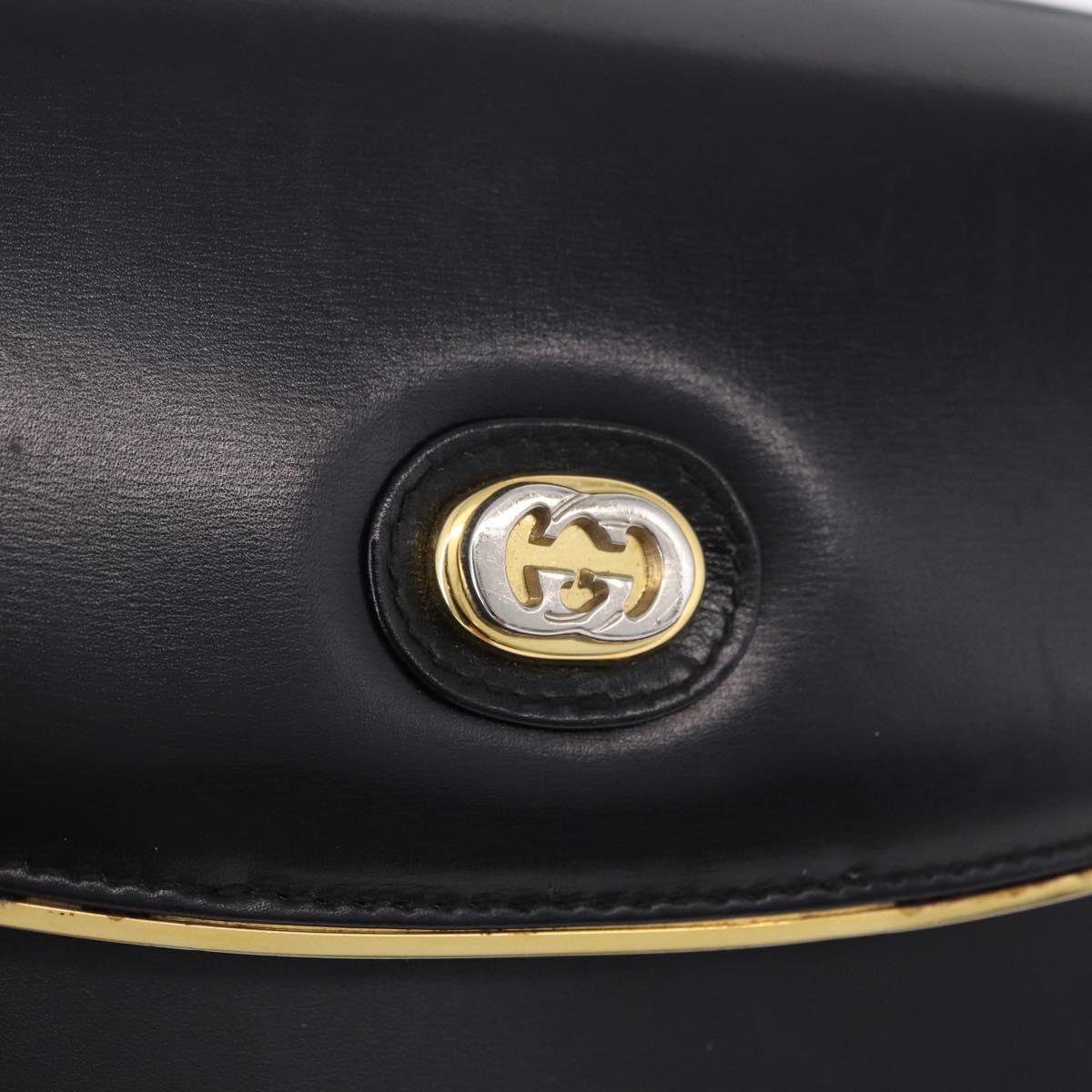 GUCCI Shoulder Bag Leather Black Gold Auth ka5927A