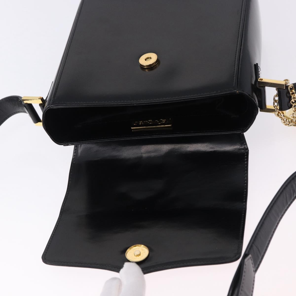 SAINT LAURENT Shoulder Bag Leather Black Gold Auth ka5928