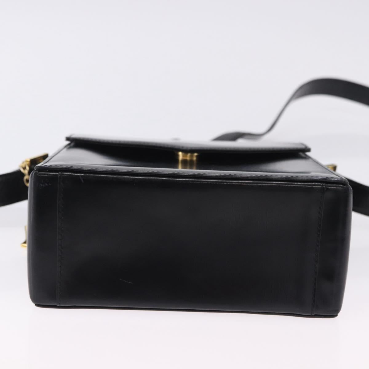 SAINT LAURENT Shoulder Bag Leather Black Gold Auth ka5928