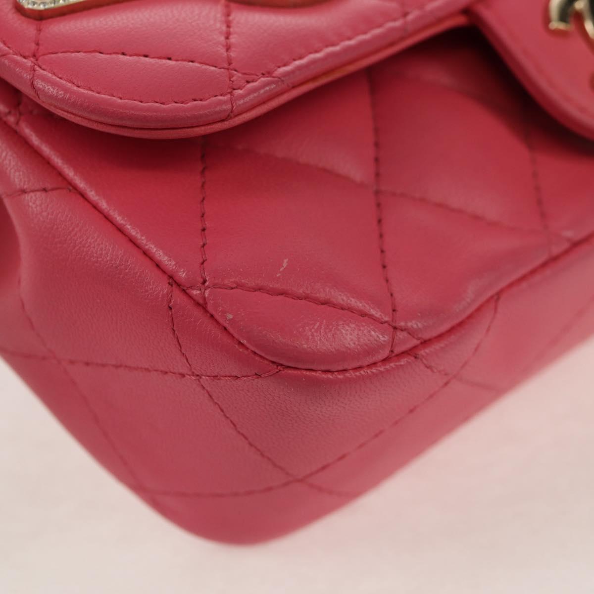 CHANEL Matelasse Chain Shoulder Bag Lamb Skin Pink Gold CC Auth ka592M