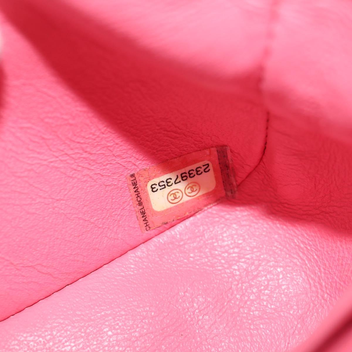 CHANEL Matelasse Chain Shoulder Bag Lamb Skin Pink Gold CC Auth ka592M