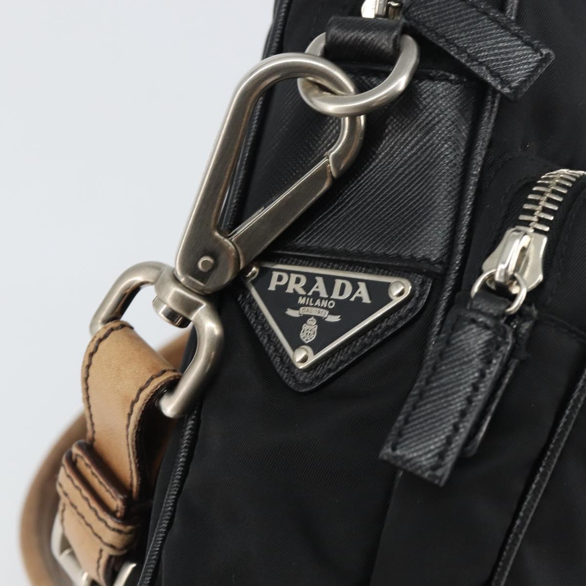 PRADA Shoulder Bag Nylon Black Silver Auth ka593