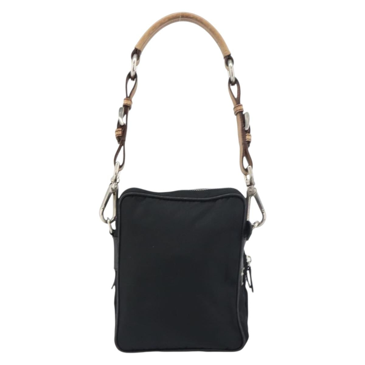 PRADA Shoulder Bag Nylon Black Silver Auth ka593