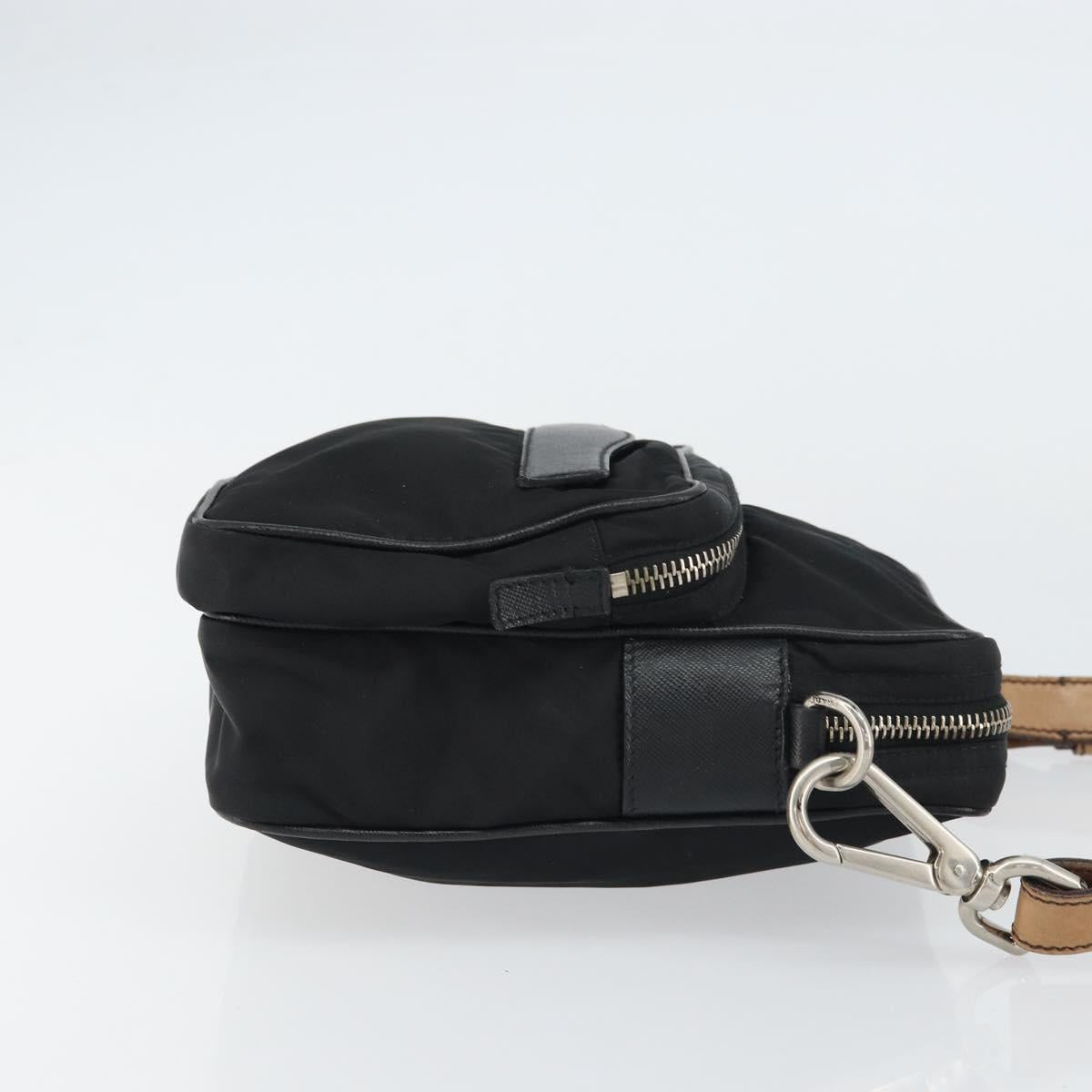 PRADA Shoulder Bag Nylon Black Silver Auth ka593