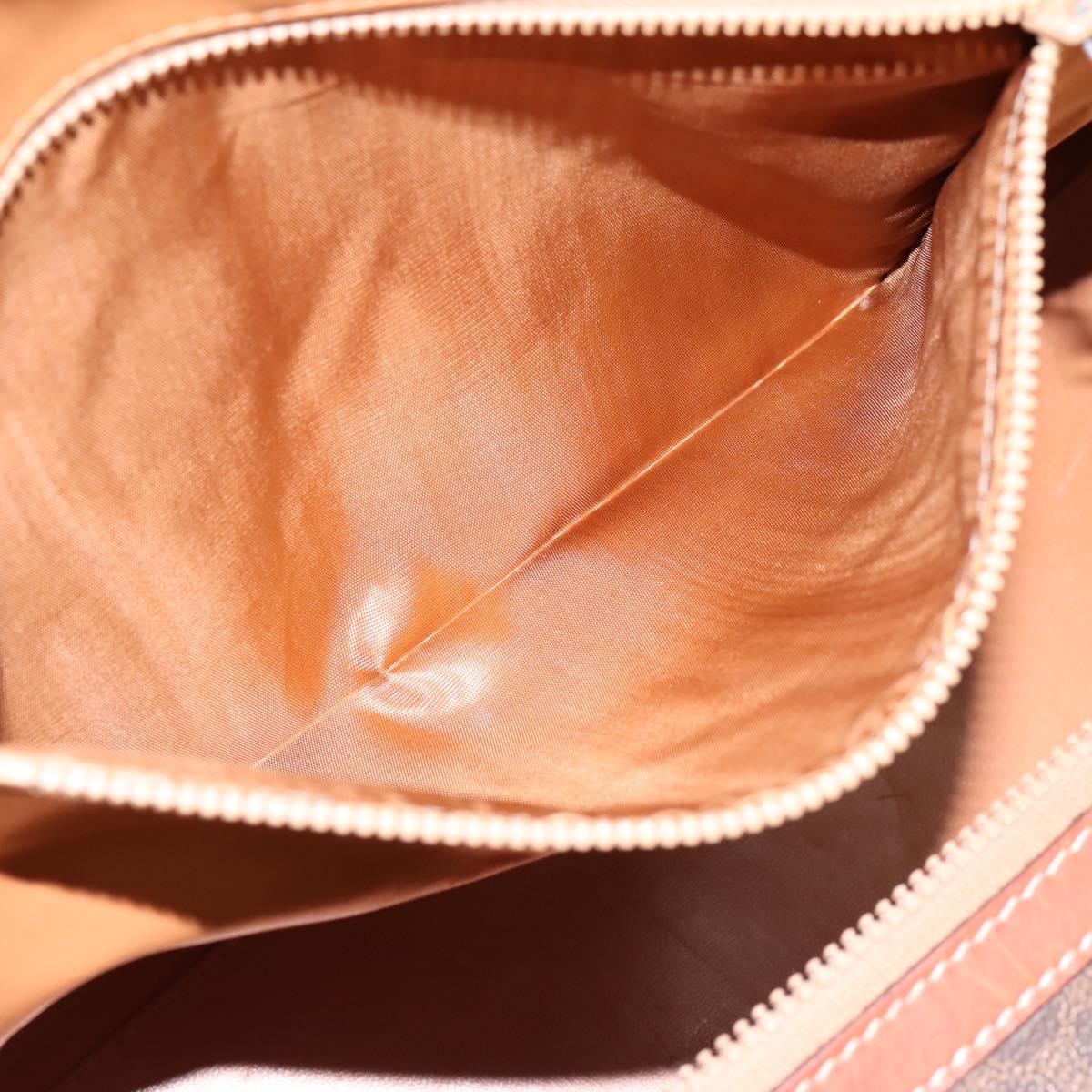 CELINE Macadam Canvas Boston Bag PVC Leather Brown Gold Auth ka5932