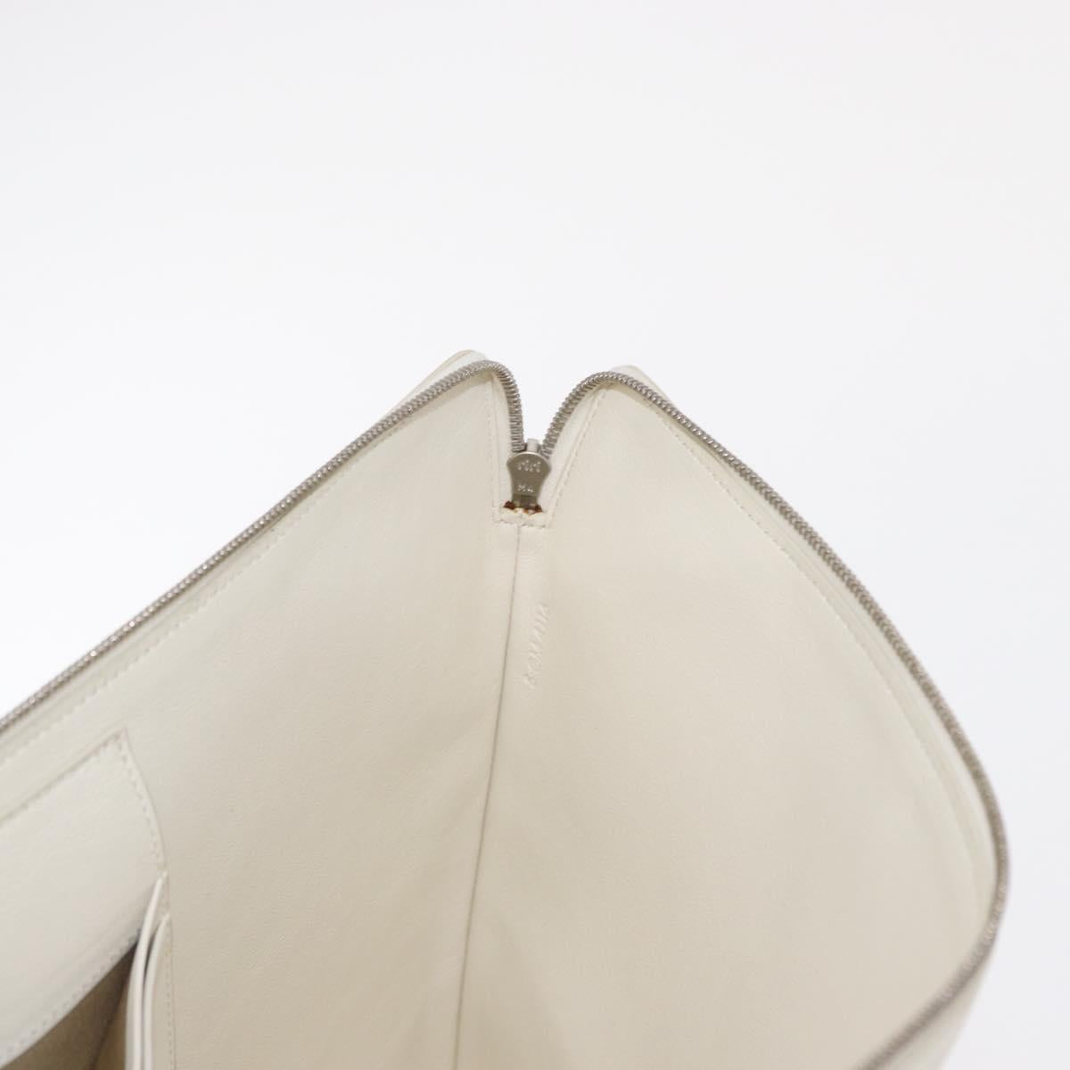 CELINE Clutch Bag Leather Purple Silver Auth ka594