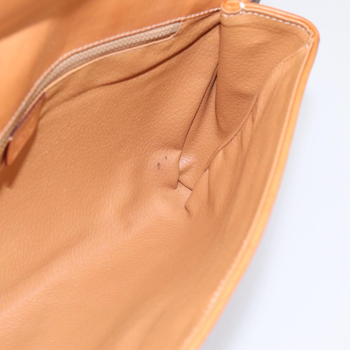 CELINE Macadam Canvas Clutch Bag PVC Leather Brown Gold Auth ka5944