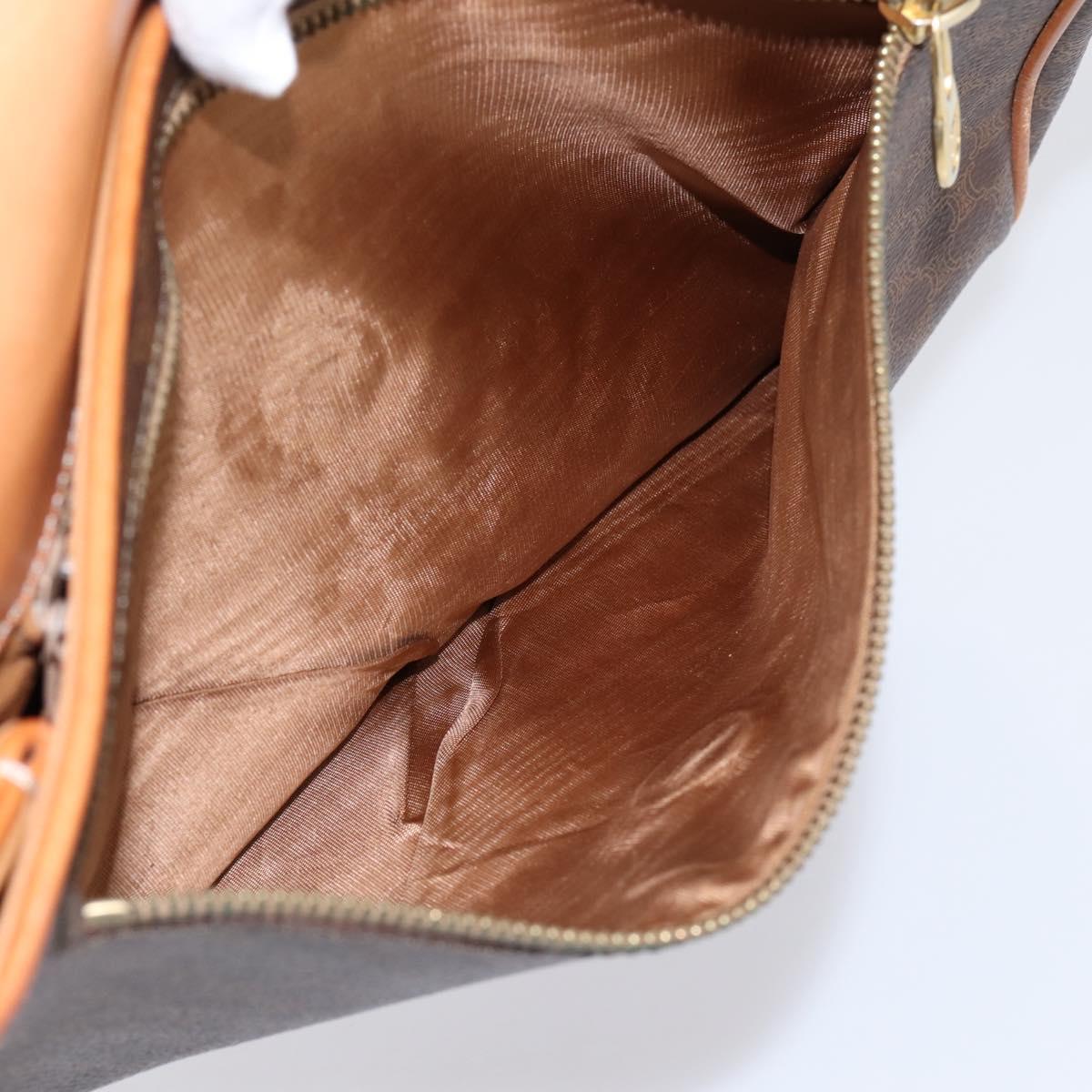 CELINE Macadam Canvas Clutch Bag PVC Leather Brown Gold Auth ka5944