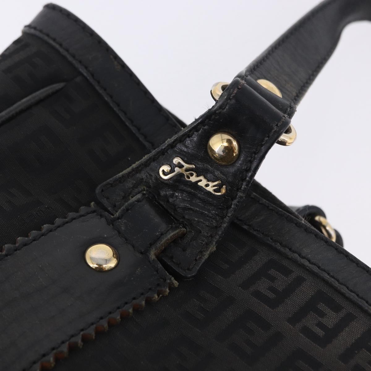 FENDI Zucchino Canvas Tote Bag Black Gold Auth ka5945