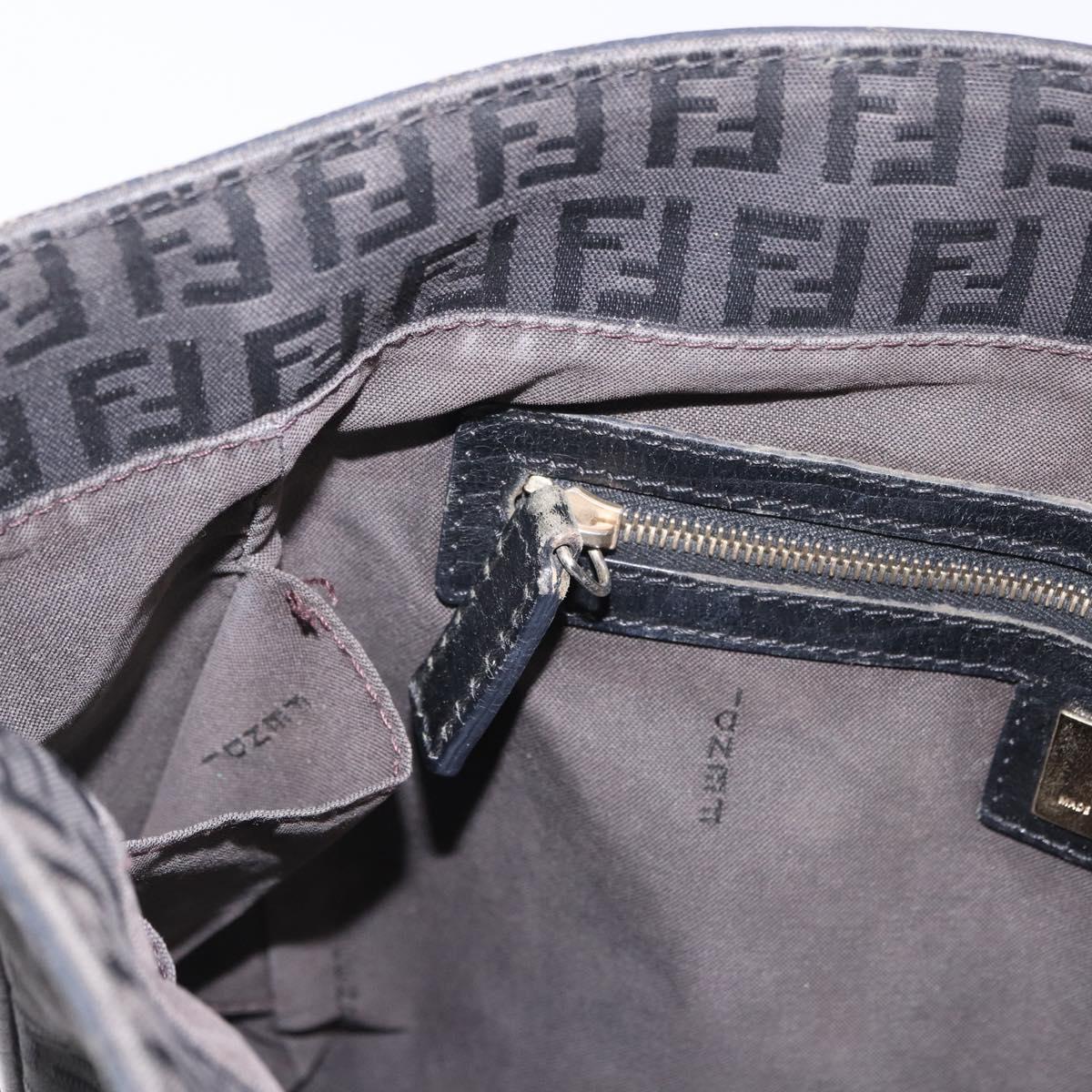 FENDI Zucchino Canvas Tote Bag Black Gold Auth ka5945