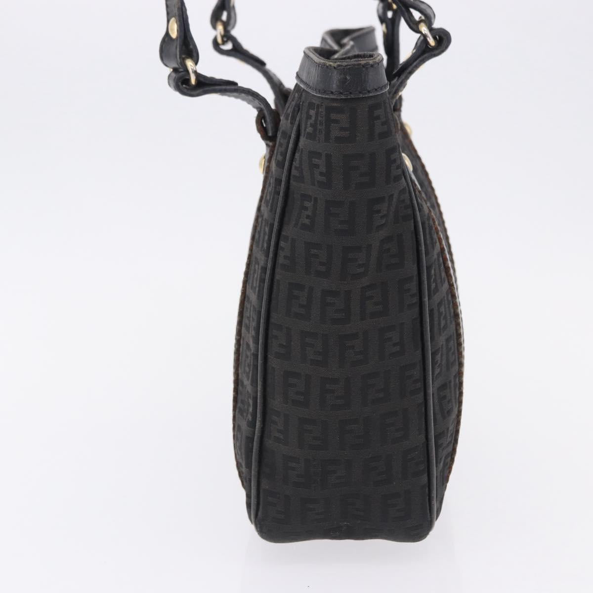 FENDI Zucchino Canvas Tote Bag Black Gold Auth ka5945