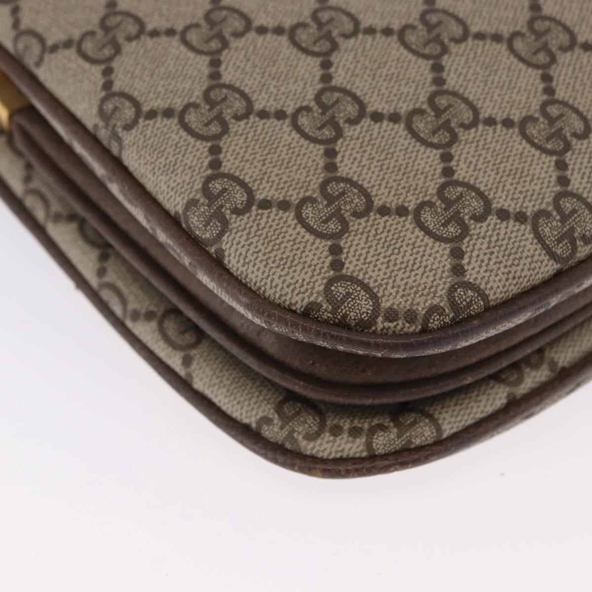 GUCCI GG Supreme Web Sherry Line Bag PVC Beige Gold 10 02 037 Auth ka5946