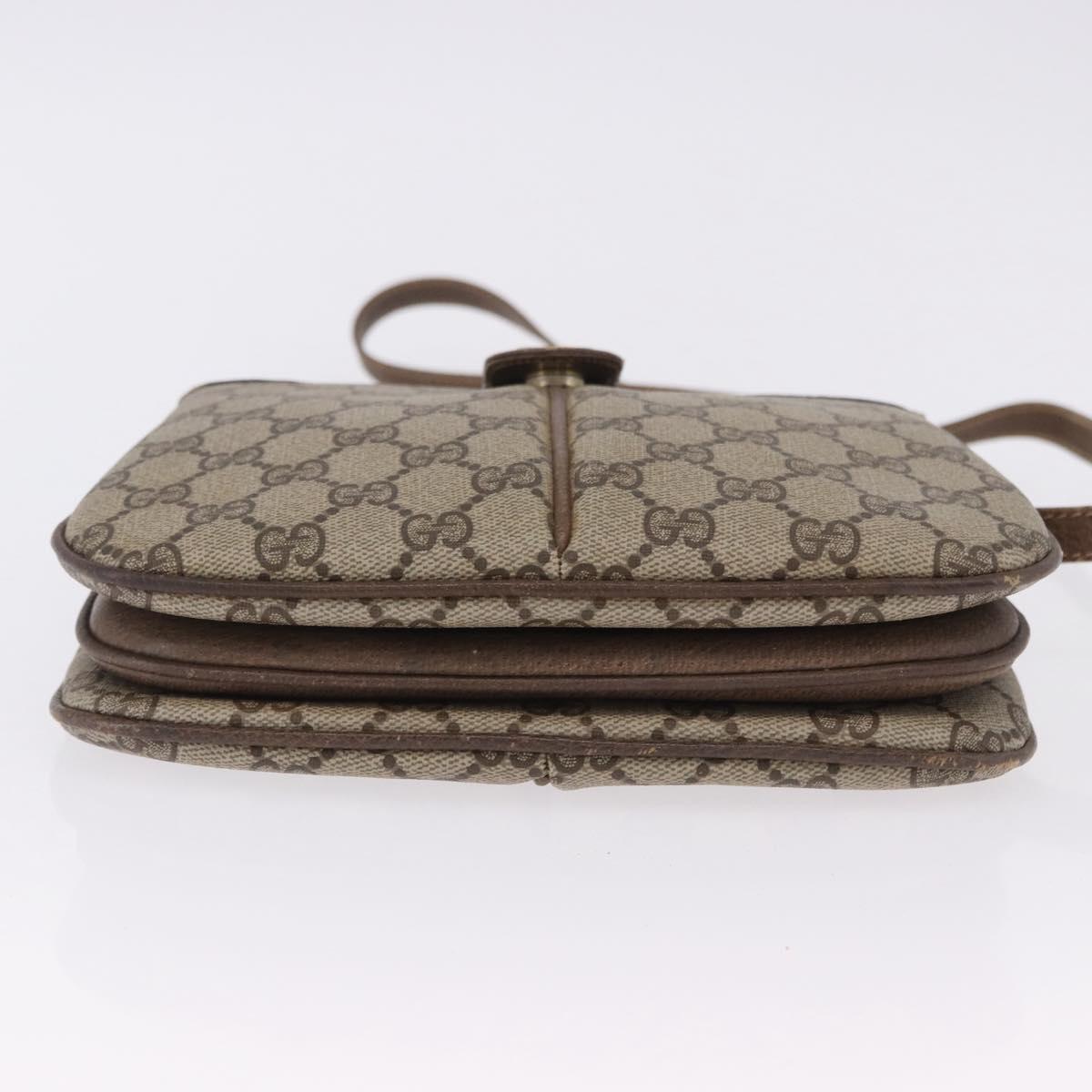 GUCCI GG Supreme Web Sherry Line Bag PVC Beige Gold 10 02 037 Auth ka5946