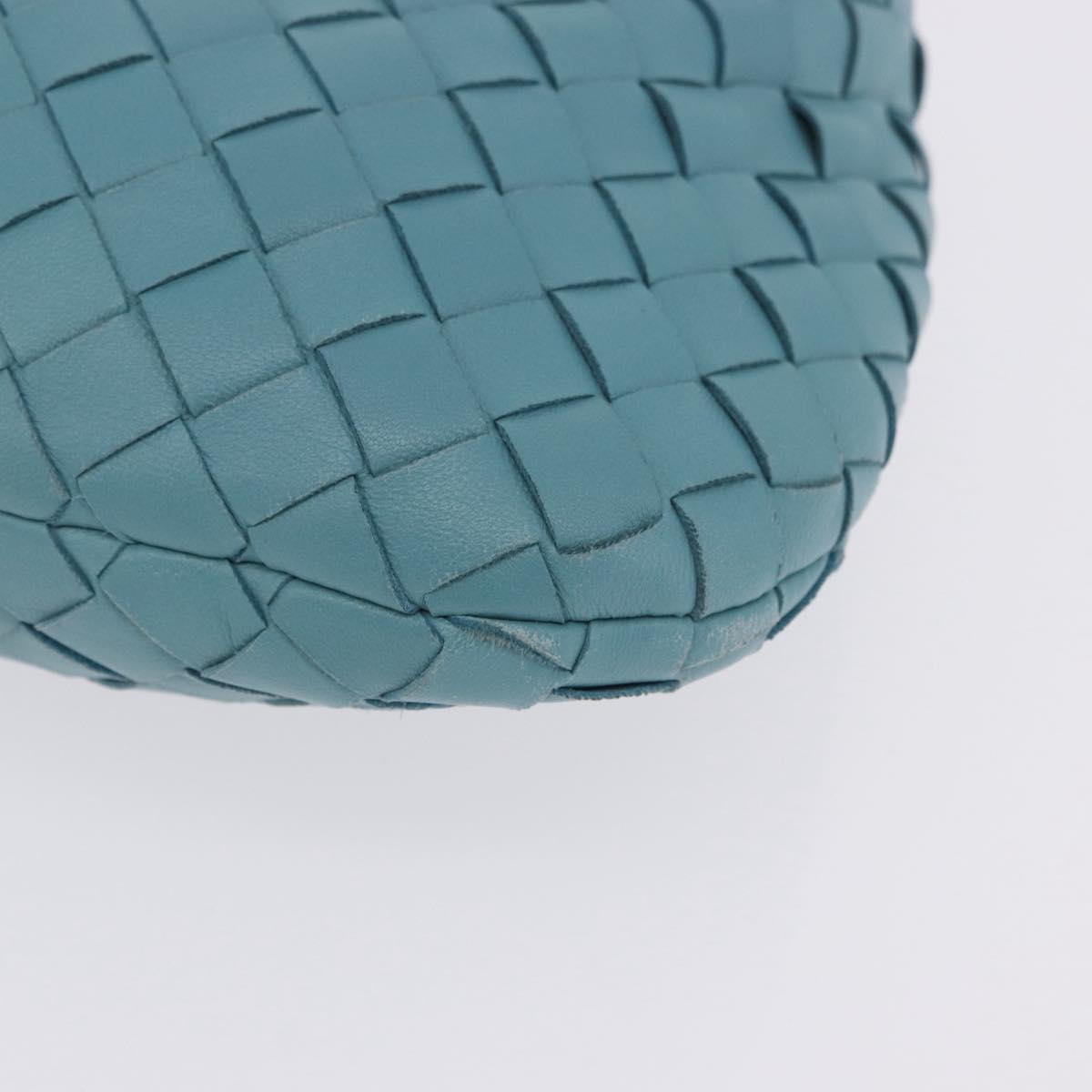 BOTTEGA VENETA INTRECCIATO Hand Bag Leather Light Blue Silver Auth ka5949M