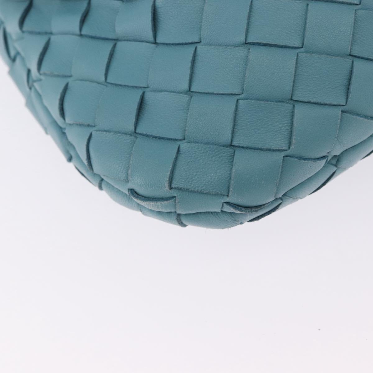 BOTTEGA VENETA INTRECCIATO Hand Bag Leather Light Blue Silver Auth ka5949M