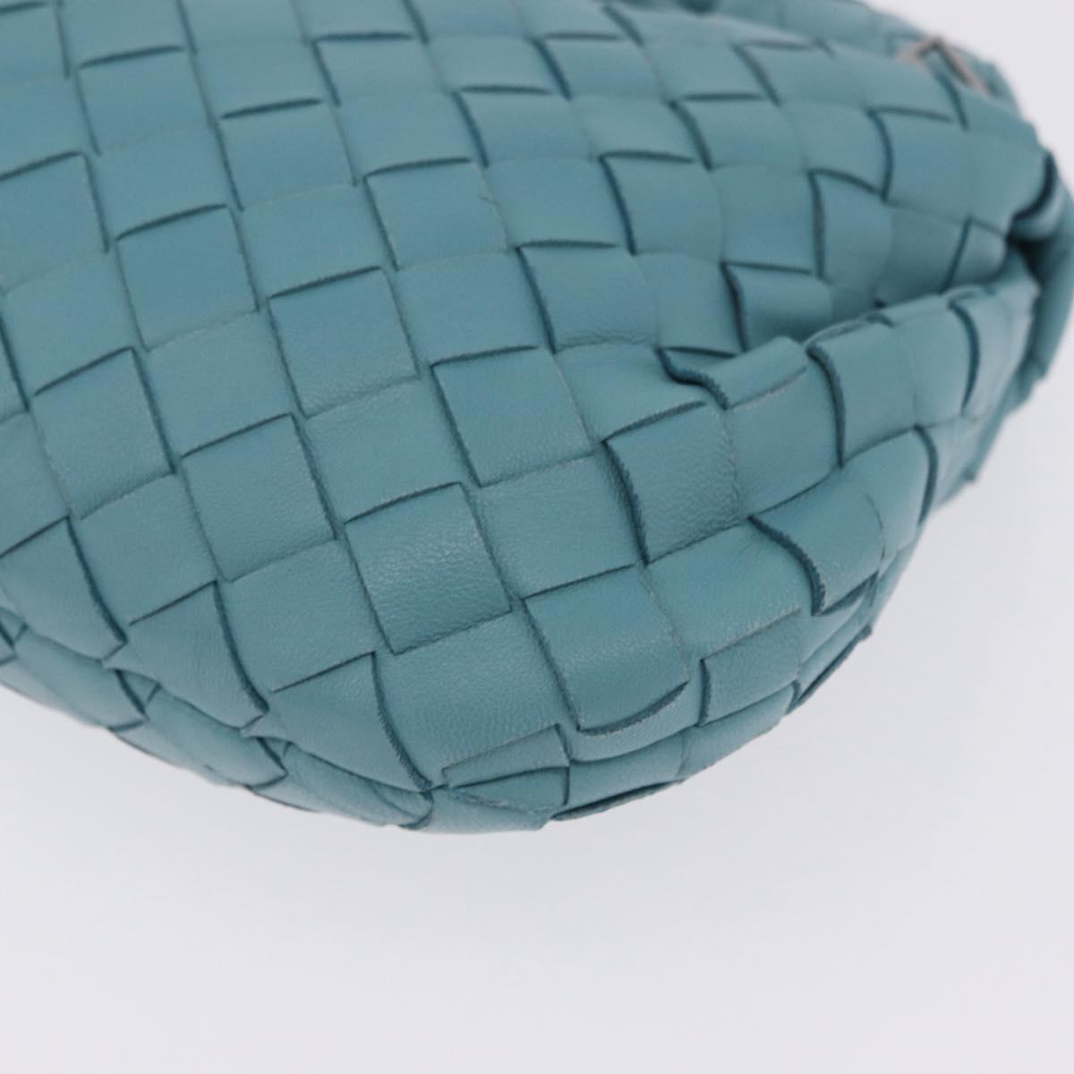 BOTTEGA VENETA INTRECCIATO Hand Bag Leather Light Blue Silver Auth ka5949M