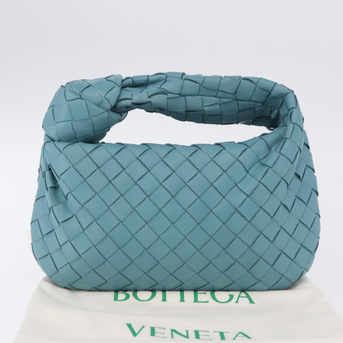 BOTTEGA VENETA INTRECCIATO Hand Bag Leather Light Blue Silver Auth ka5949M