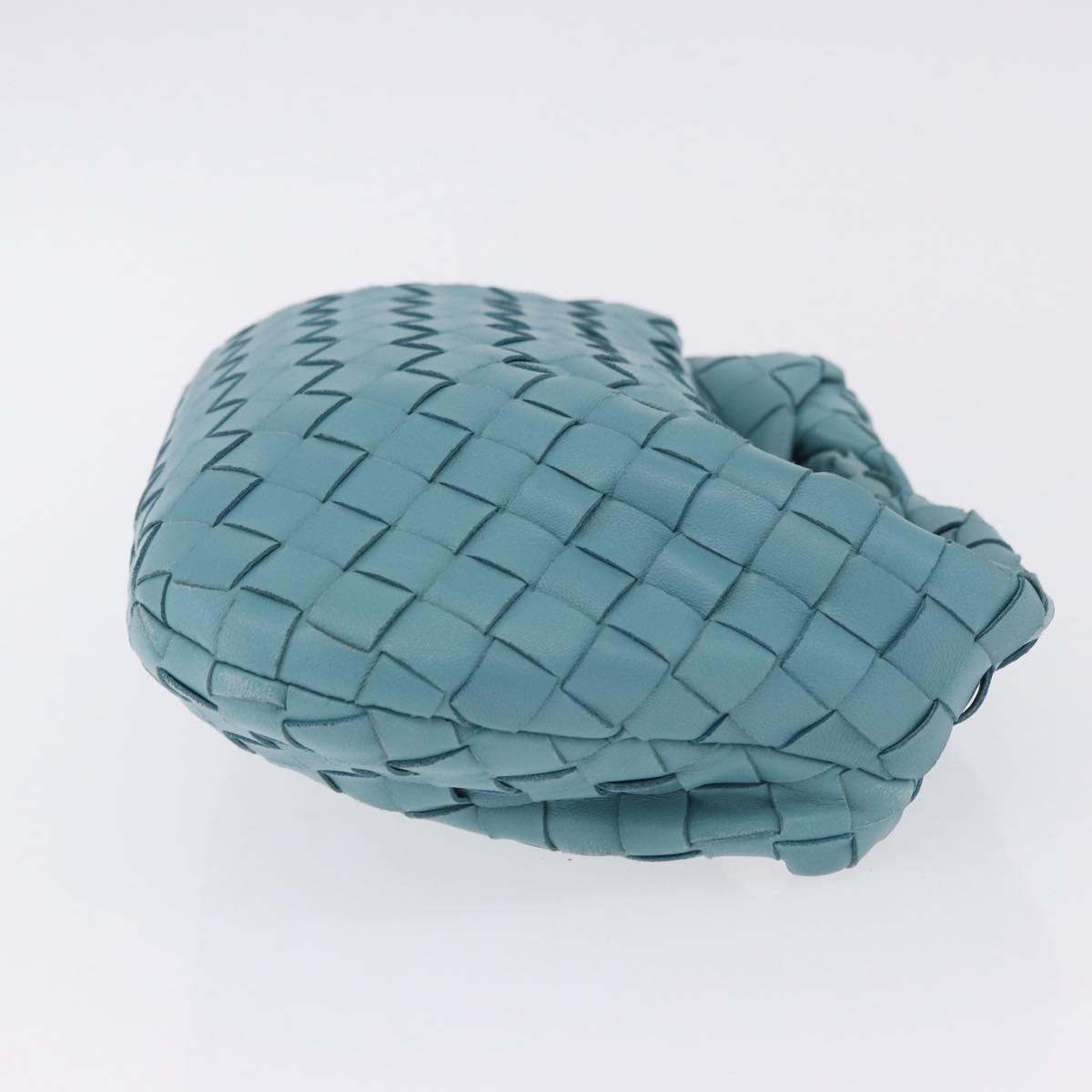 BOTTEGA VENETA INTRECCIATO Hand Bag Leather Light Blue Silver Auth ka5949M