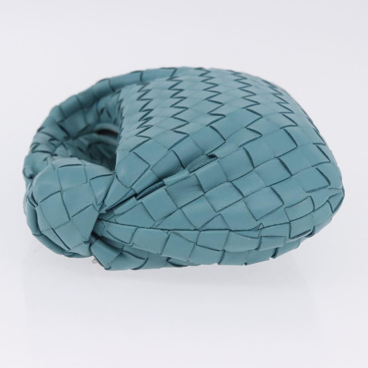 BOTTEGA VENETA INTRECCIATO Hand Bag Leather Light Blue Silver Auth ka5949M