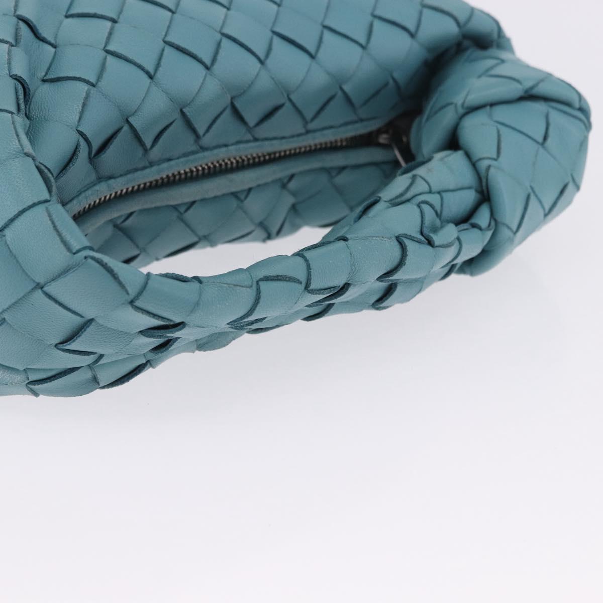 BOTTEGA VENETA INTRECCIATO Hand Bag Leather Light Blue Silver Auth ka5949M