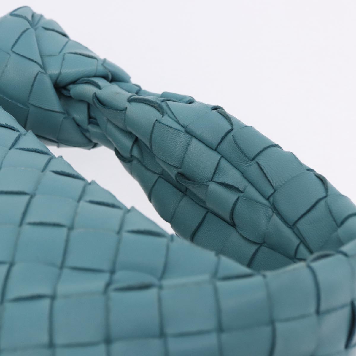 BOTTEGA VENETA INTRECCIATO Hand Bag Leather Light Blue Silver Auth ka5949M