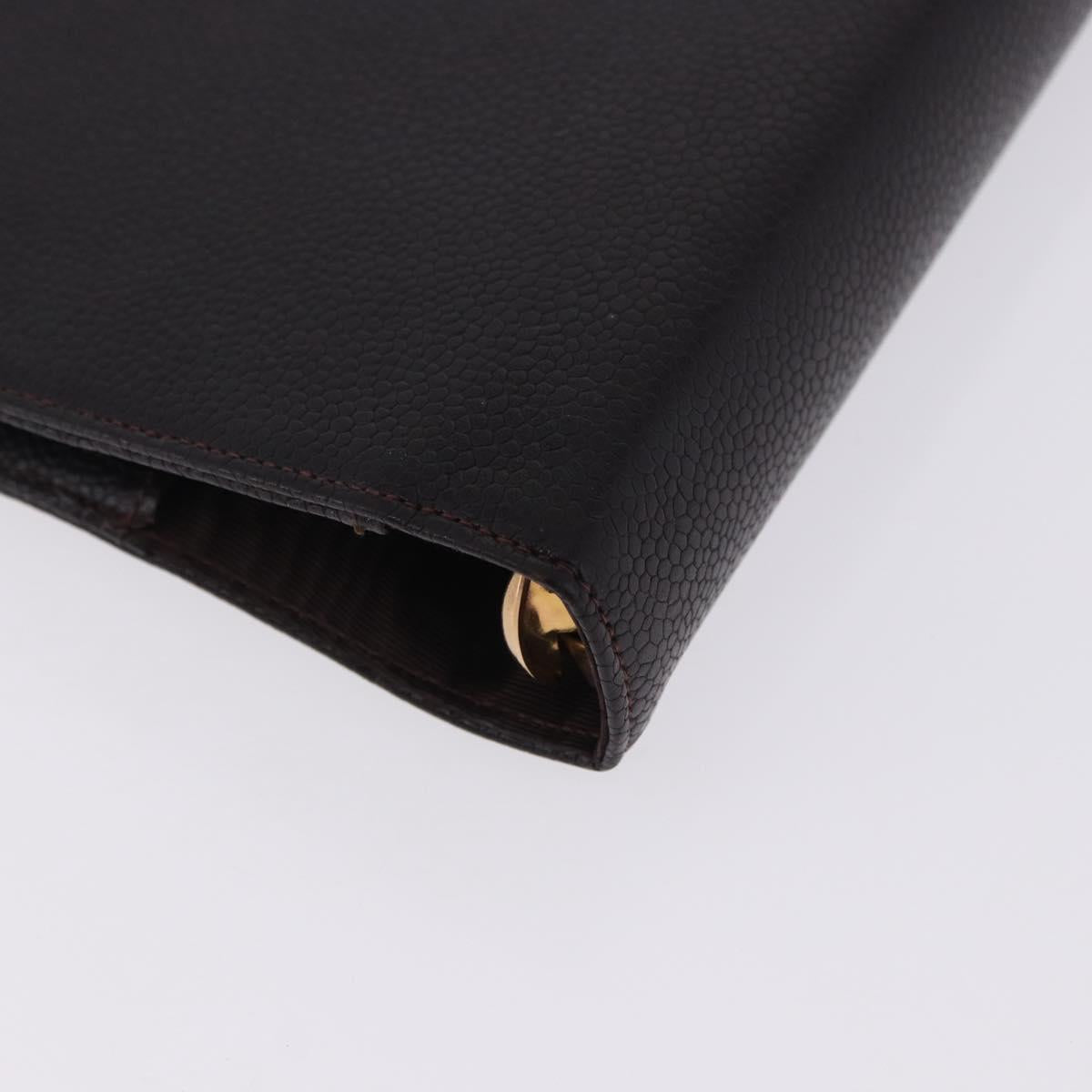 CHANEL COCO Mark Day Planner Cover Caviar Skin Brown Gold CC Auth ka5951