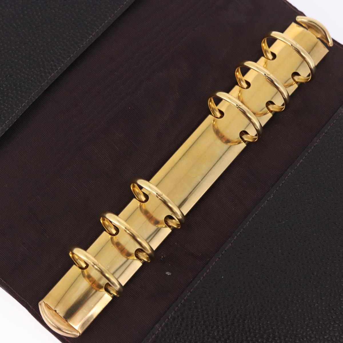 CHANEL COCO Mark Day Planner Cover Caviar Skin Brown Gold CC Auth ka5951