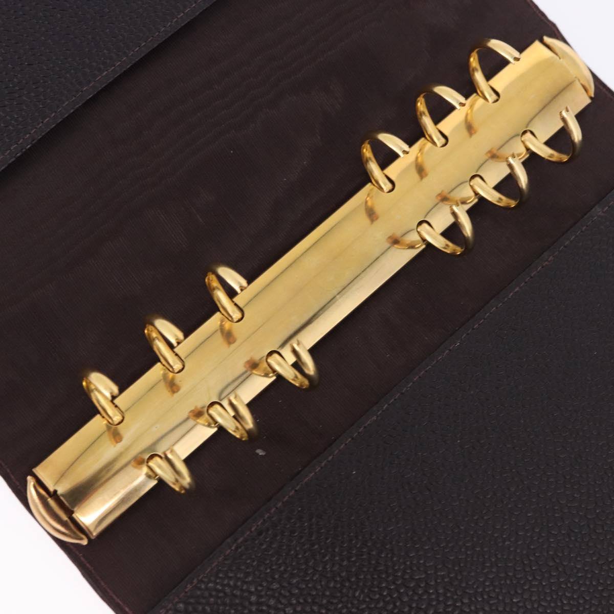 CHANEL COCO Mark Day Planner Cover Caviar Skin Brown Gold CC Auth ka5951