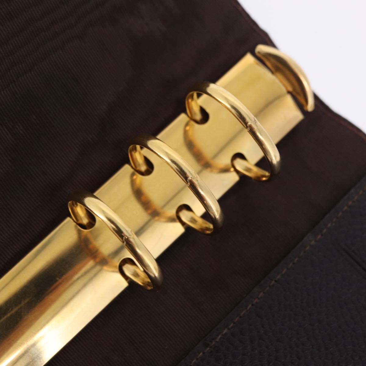 CHANEL COCO Mark Day Planner Cover Caviar Skin Brown Gold CC Auth ka5951