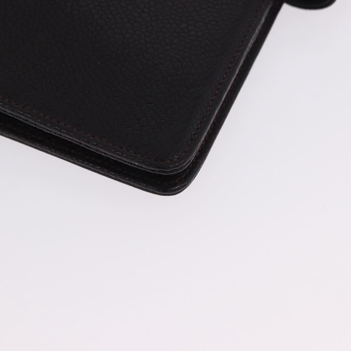 CHANEL COCO Mark Day Planner Cover Caviar Skin Brown Gold CC Auth ka5951