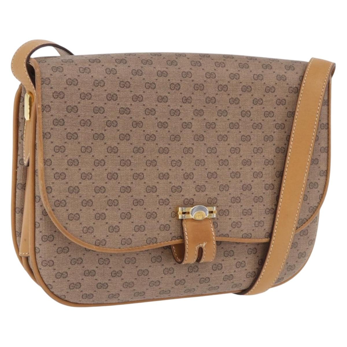 GUCCI Micro GG Supreme Shoulder Bag PVC Beige Gold 001 406 1780 Auth ka5952