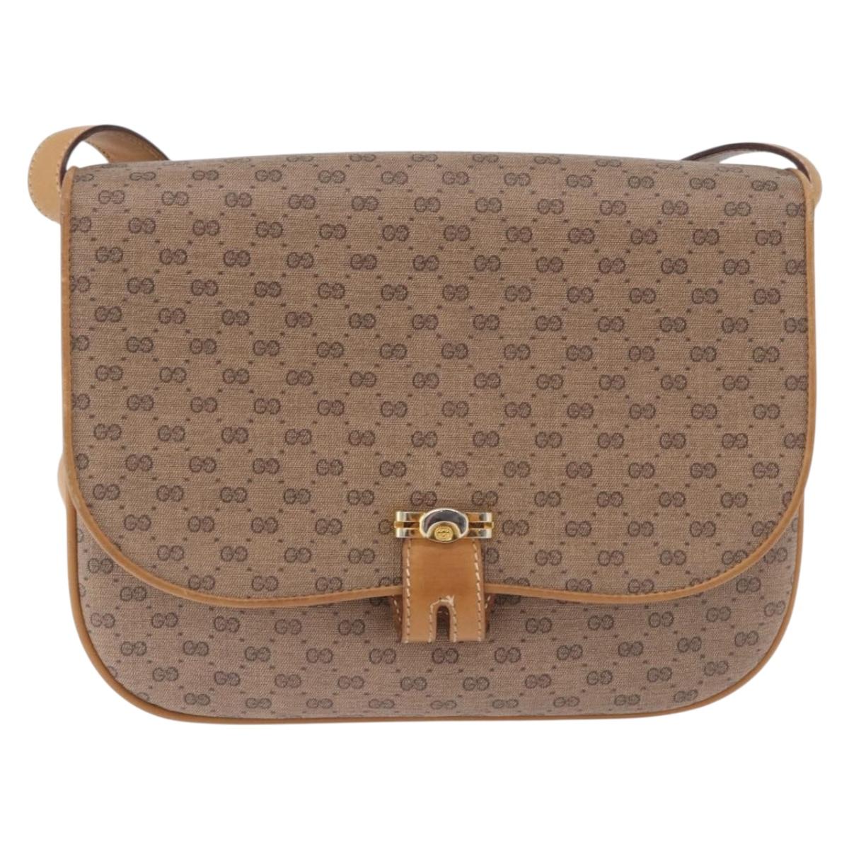 GUCCI Micro GG Supreme Shoulder Bag PVC Beige Gold 001 406 1780 Auth ka5952