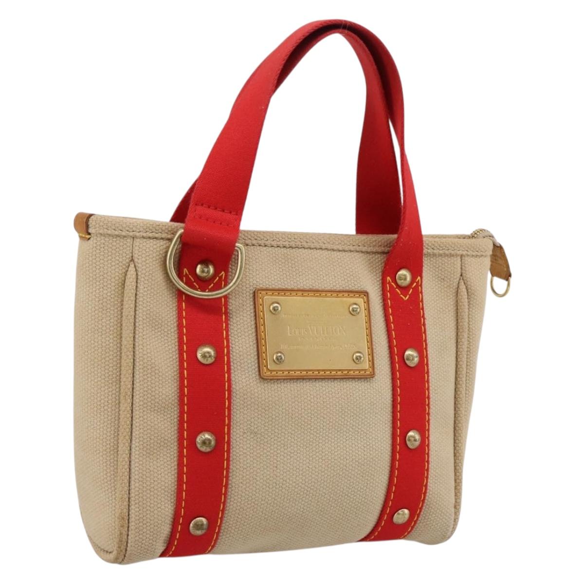 LOUIS VUITTON Antigua Cabas PM Hand Bag Red Beige M40038 LV Auth ka5953