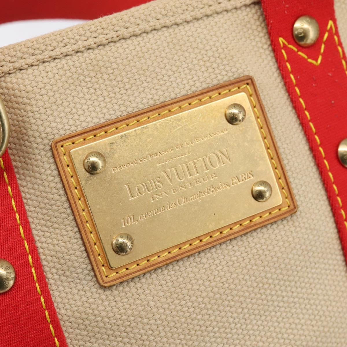 LOUIS VUITTON Antigua Cabas PM Hand Bag Red Beige M40038 LV Auth ka5953