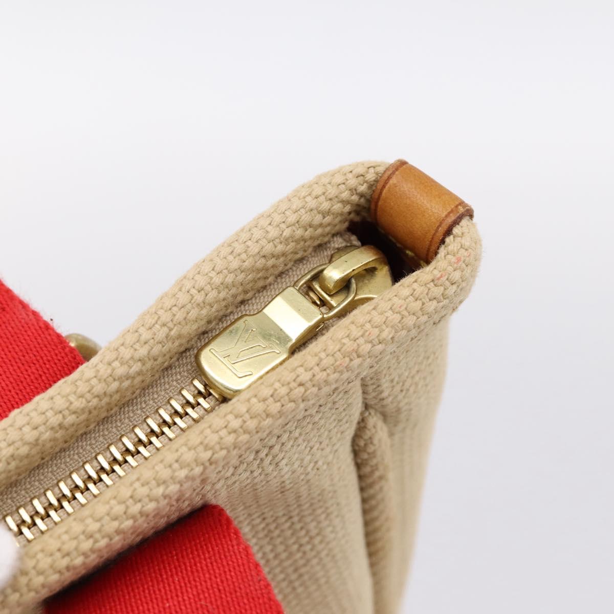 LOUIS VUITTON Antigua Cabas PM Hand Bag Red Beige M40038 LV Auth ka5953